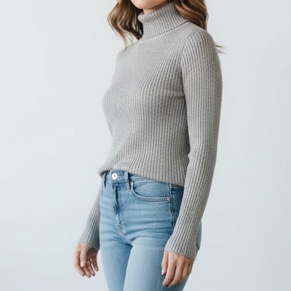 Lew Magram Collection New York‎ Metallic Ribbed Turtleneck Sweater Size M